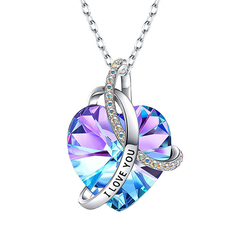 Fashion Love Heart Crystal Necklace For Women