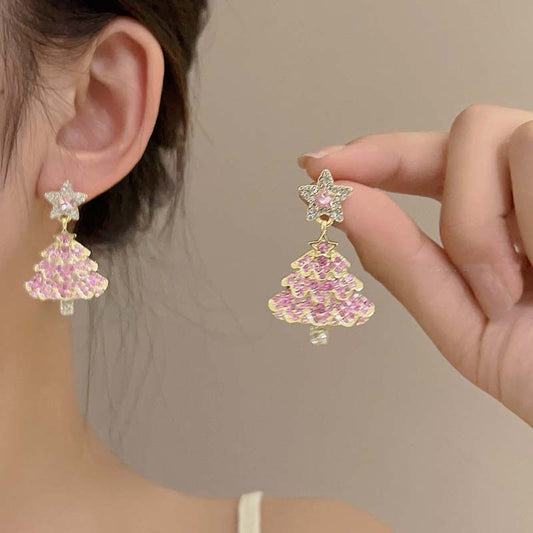 Christmas Tree Earrings For Women Zircon Dangle Earring