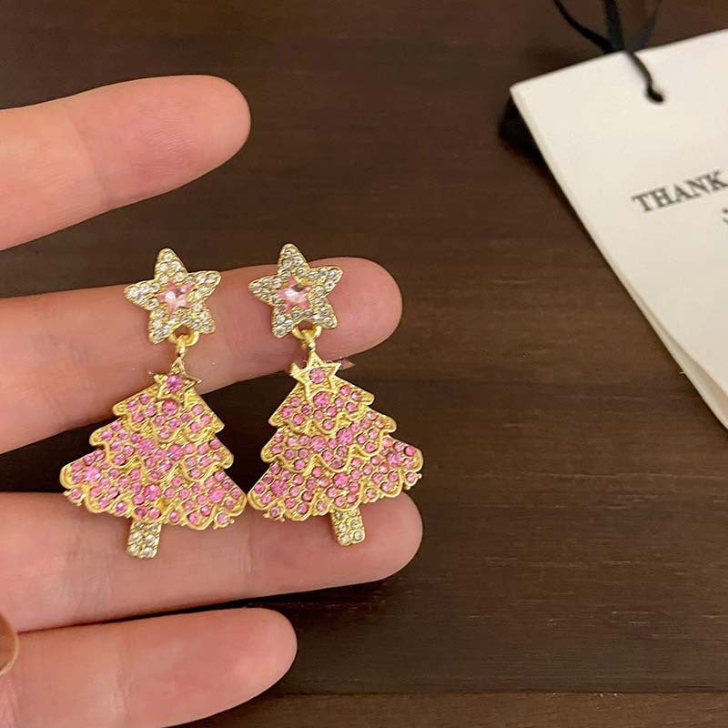 Christmas Tree Earrings For Women Zircon Dangle Earring