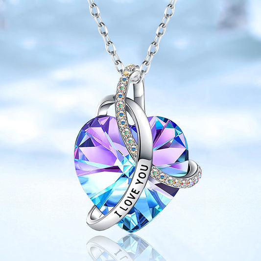 Fashion Love Heart Crystal Necklace For Women