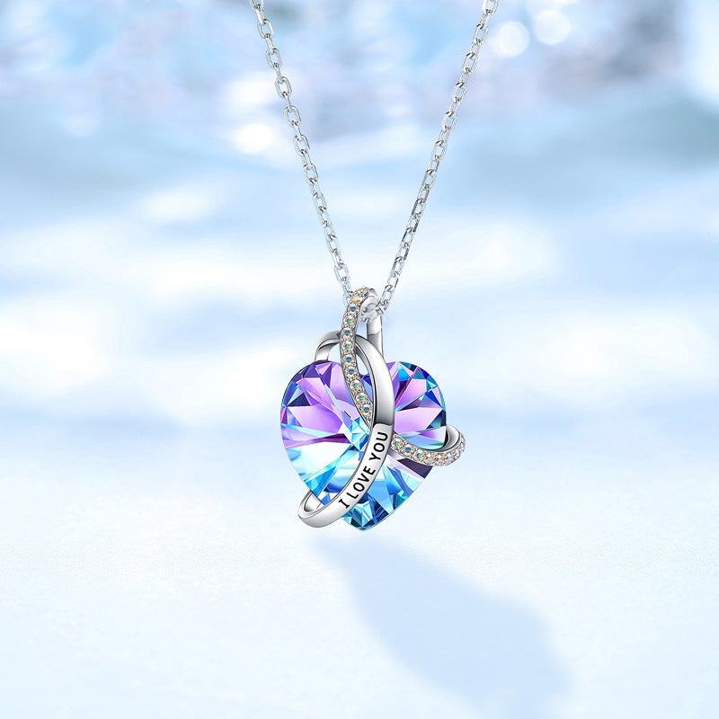 Fashion Love Heart Crystal Necklace For Women